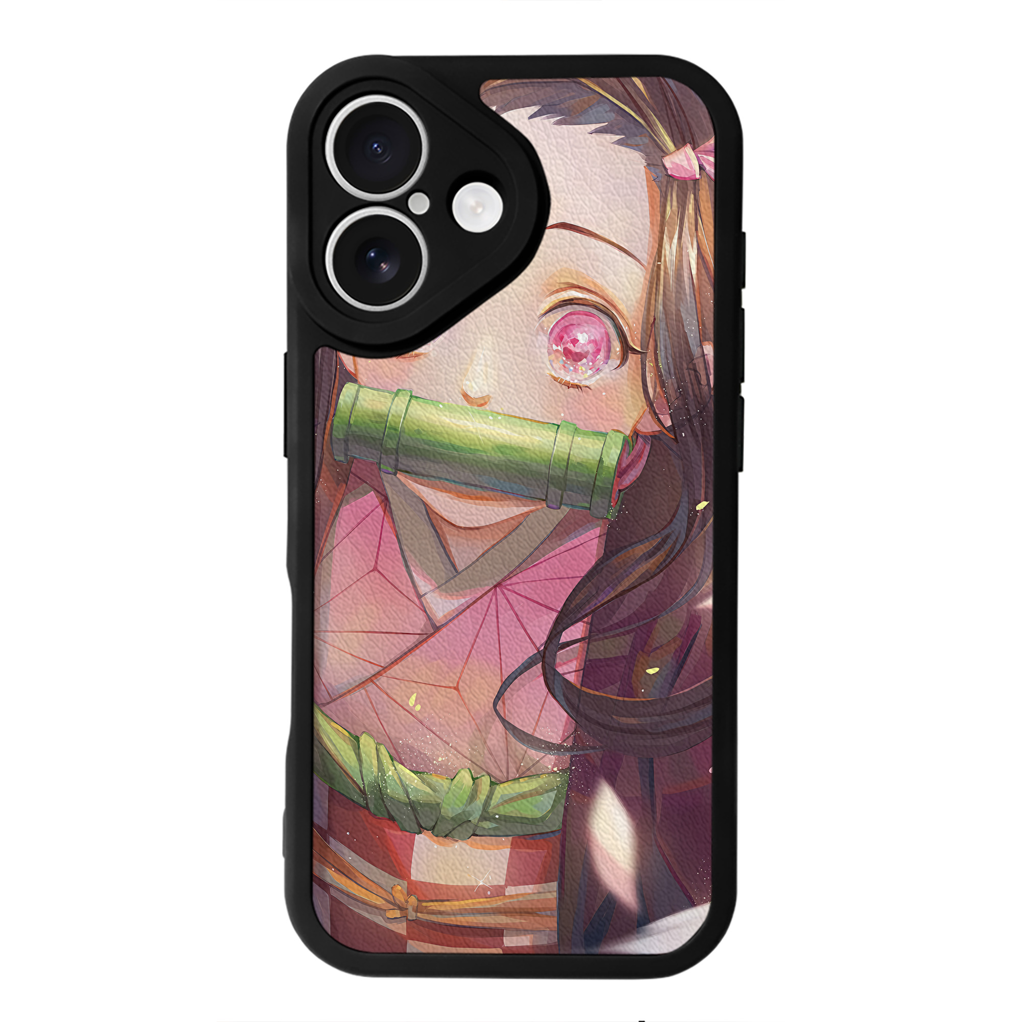 （画像用） 鬼滅の刃（きめつのやいば）竈門 禰󠄀豆子／かまど ねずこ Kamado Nezuko 【iPhone 16シリーズ対応】シリコンスマホケース（レザー調） 材質：シリコン